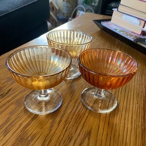 3 Vintage Carnival Glass Dessert/Sorbet Bowls